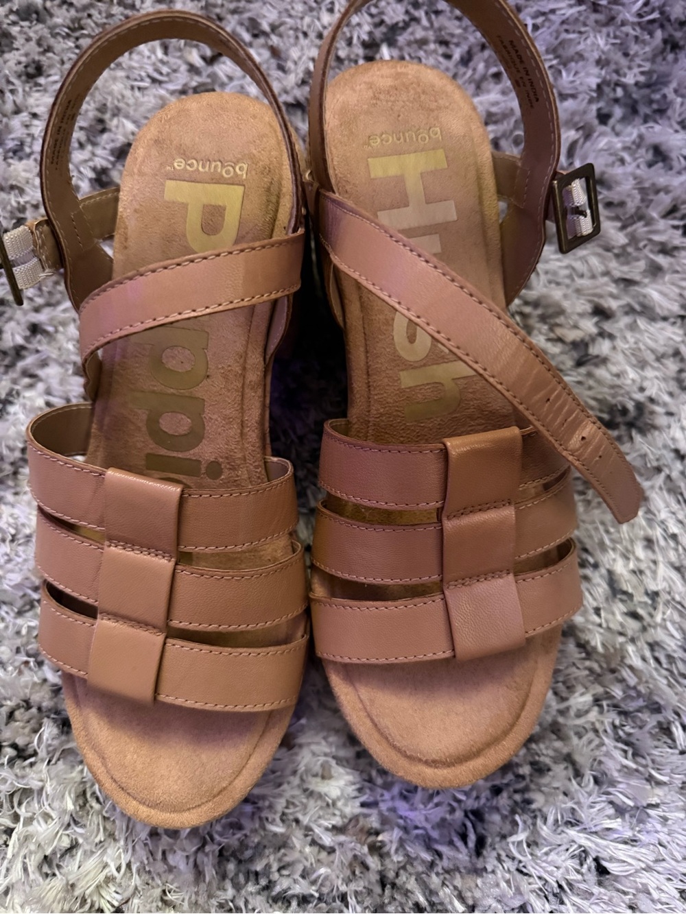 Hush Puppies Women's Tan Leather Strappy Wedges